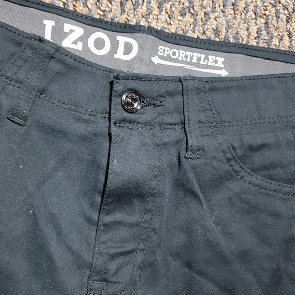 NWT Izod Men's 34 Waist Black Modern Fit 9" Shorts Sportflex Waistband Size 34 - Picture 13 of 16